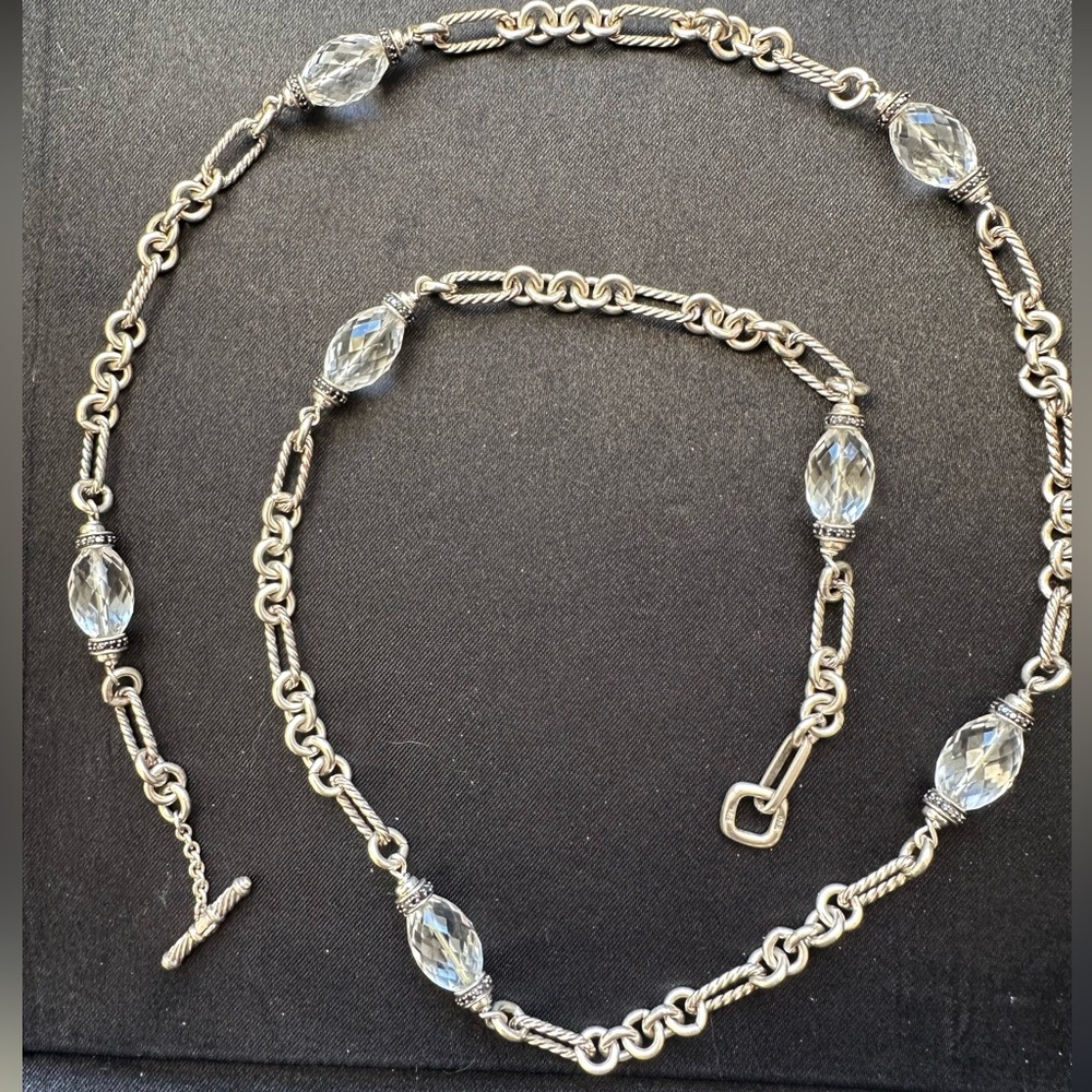 David Yurman Silver Necklace with Clear Accents